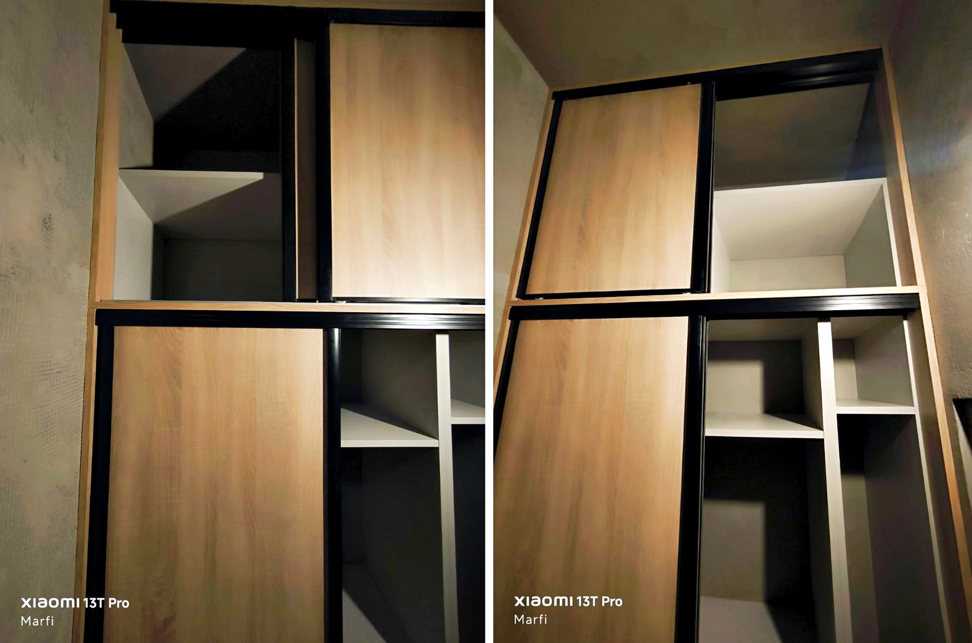 Einbauschrank mit Schiebetüren in Holzoptik