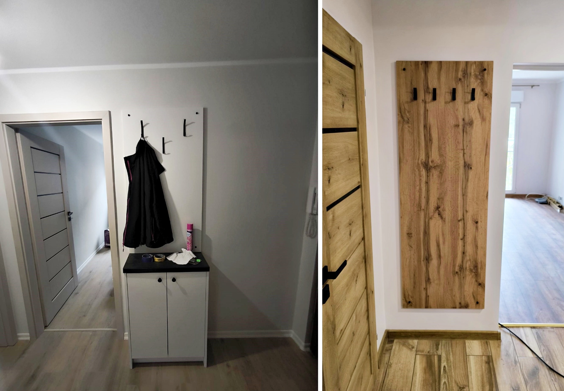 Garderobenpaneele mit Haken in Holzoptik