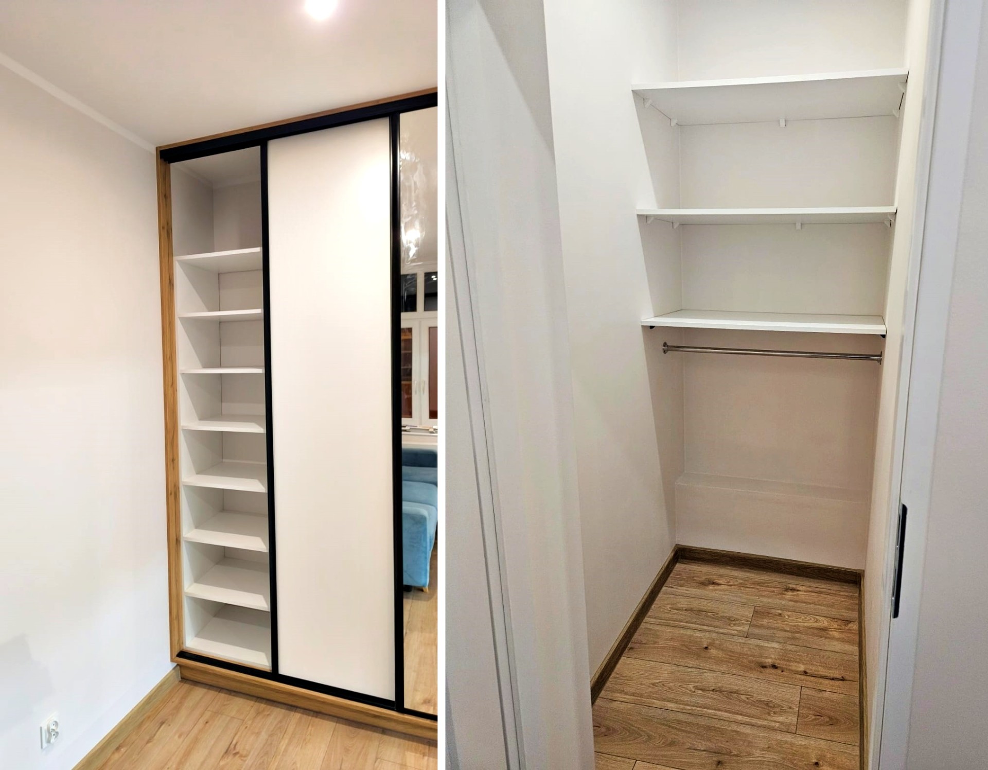 Kleiderschrank mit Schiebetür und offene Ankleide